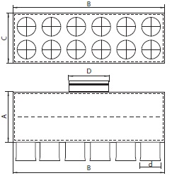 Distribuitor ventilatie liniar izolat 12xDN75 160mm KMF