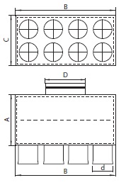 Distribuitor ventilatie liniar izolat 8xDN75 160mm KMF