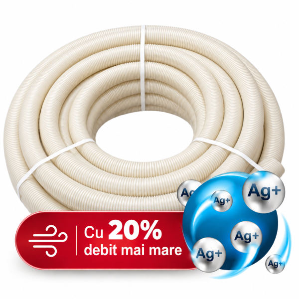 Tubulatura Antistatica, Antibacteriana si Antifungica pentru Ventilatie DN77mm, compatibila DN75, HDPE NovingAIR BLUE Hygiene, 50ml