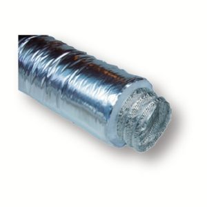 Tub flexibil ventilatie aluminiu-poliester-microperforat aluminiu, ramforsat cu spirala otel, 10m, D160, 25mm izolatie, film protectie polyolefin