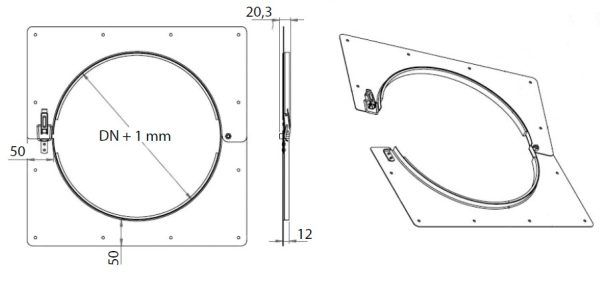 Element de montaj pentru fixarea clapetelor circulare UL-D, pentru montaj in tavan, D 100–630 mm – imaginea 2