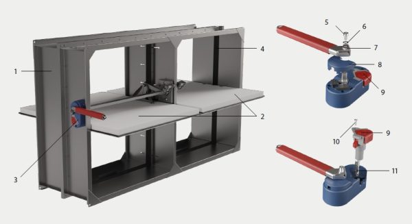Clapeta antifoc rectangulara UVSL-M cu dublu obturator si actuator, diverse dimensiuni – imaginea 2