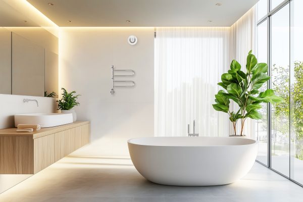 Uscător de prosoape PAX Flex U cu brațe pivotante, control Bluetooth, inox / negru mat – imaginea 3