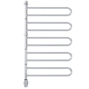 Uscător de prosoape PAX Flex U cu brațe pivotante, control Bluetooth, inox / negru mat