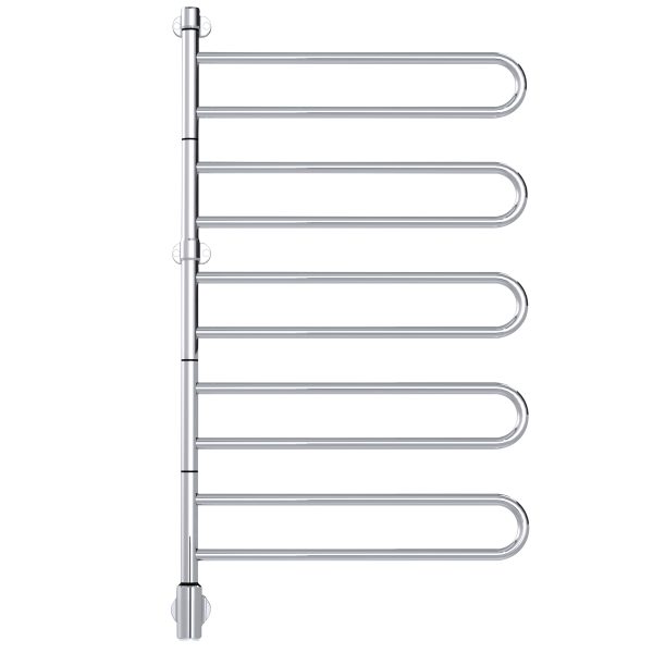 Uscător de prosoape PAX Flex U cu brațe pivotante, control Bluetooth, inox / negru mat
